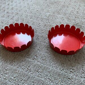 Pair of 2 New IKEA Sommar Plant Metal Color Coated Saucer Plates In/Outdoor RED